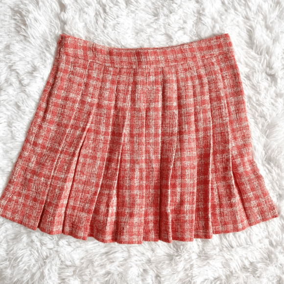 Zara Orange Tweed Pleated y2k Mini Skirt Women’s size M - Picture 6 of 8